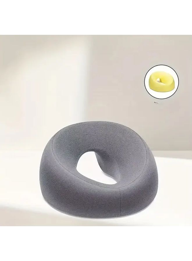 Facial Pillow Spa Massage Cushion O Shaped Neck Back Face Pillow with Removable Washable Cover All Season Bed Pillow for Side Sleepers Salon Home Relaxation Gray Zipper Closure - Image 5