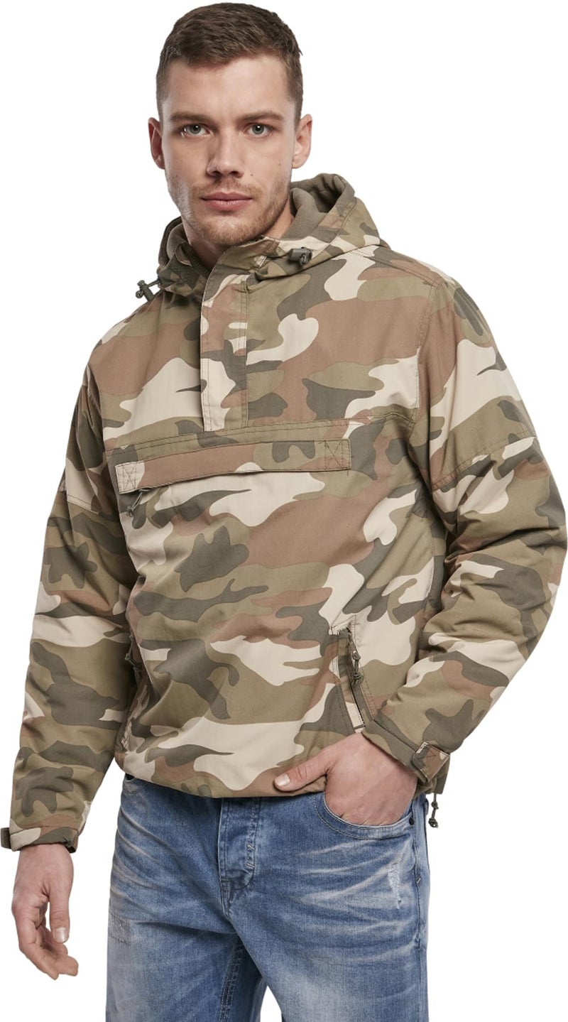 Brandit Individual Wear Men's Fleece-Lined Quarter Zip Windbreaker Pullover - Lightweight Weatherproof Casual Outdoor Jacket, Light Woodland, 3X-Large - Image 3