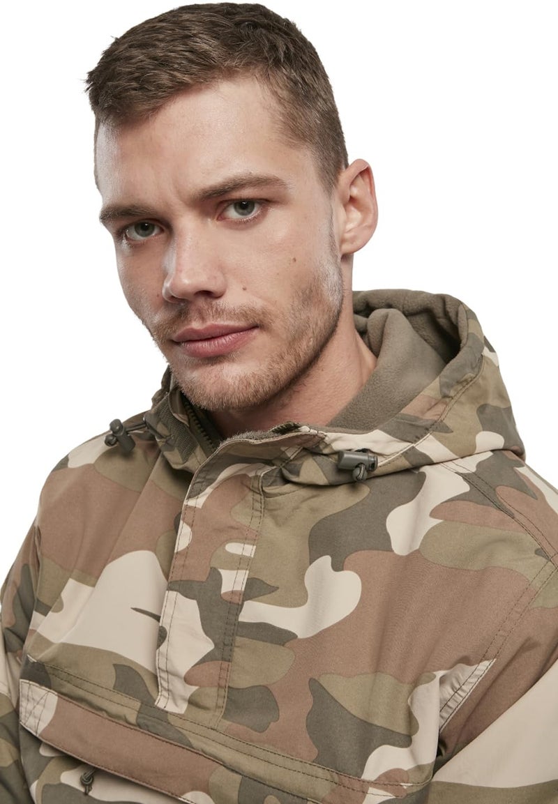 Brandit Individual Wear Men's Fleece-Lined Quarter Zip Windbreaker Pullover - Lightweight Weatherproof Casual Outdoor Jacket, Light Woodland, 3X-Large - Image 5