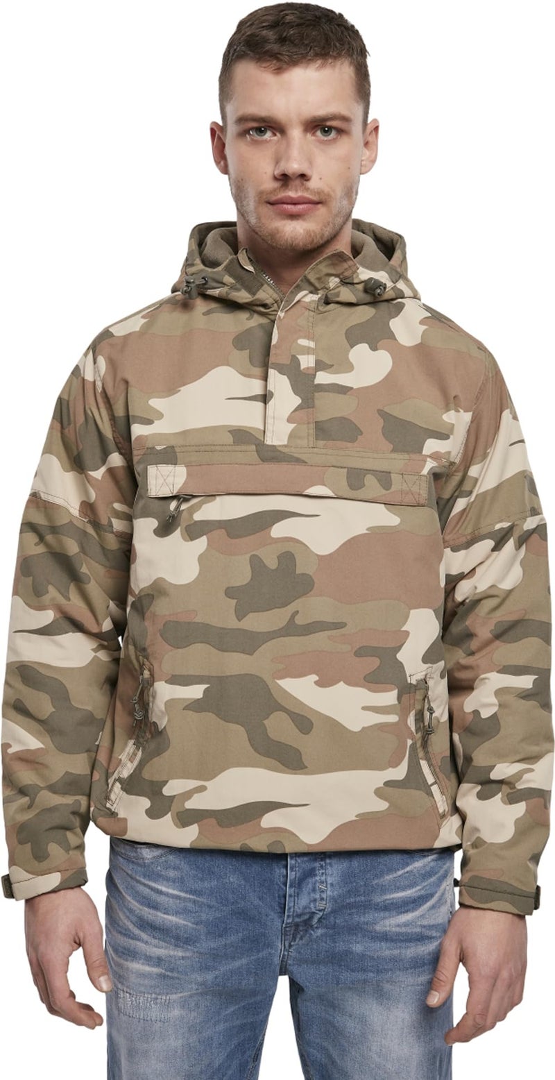 Brandit Individual Wear Men's Fleece-Lined Quarter Zip Windbreaker Pullover - Lightweight Weatherproof Casual Outdoor Jacket, Light Woodland, 3X-Large - Image 2