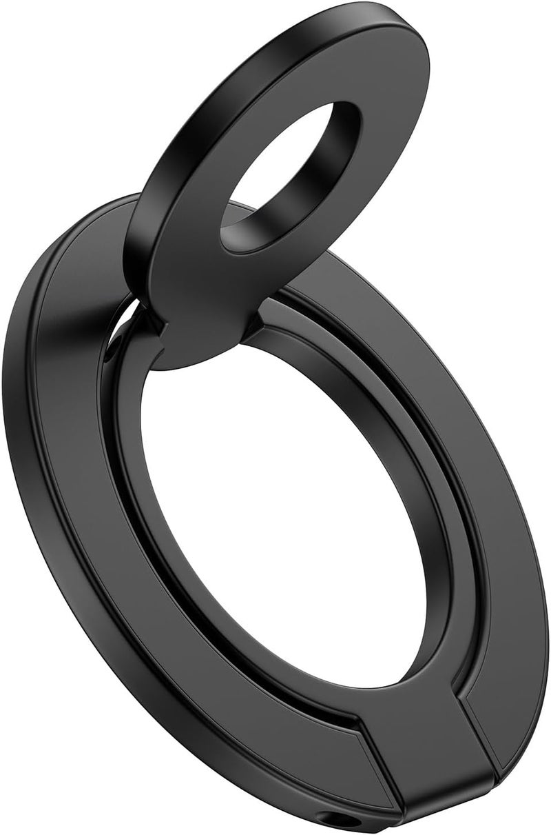 AILKIN Phone Ring Holder Grip with Dual-Side Magnets, Universal Magnetic Kickstand Stand, Wireless Charging Friendly, Foldable for iPhone 17 Pro Max, Samsung, Case, Desk, Car Mount, MagSafe Compatible-Black - Image 1