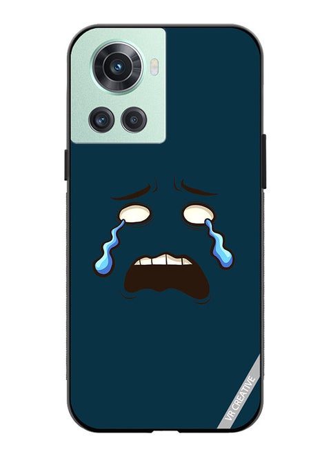 Protective Case Cover For OnePlus 10R Crying Face Design Multicolour