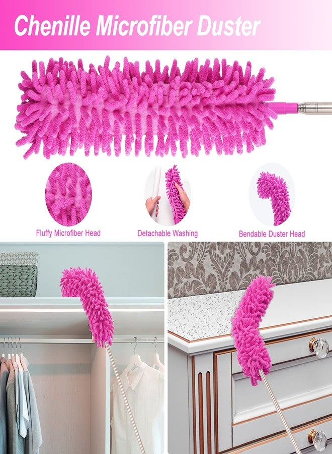 CALBEAU Microfiber Feather Duster Set Bendable & Washable with 100-inch Extension Pole Dusters for Cleaning High Ceiling Fan, Blinds, Cars, Furniture, Cleaning Tools Kit for Women (15 PCS) - Image 4