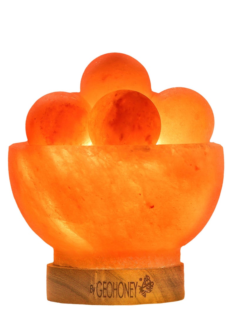 Geohoney - Himalayan Salt Fire Bowl Lamp with Crystal Balls - Image 1