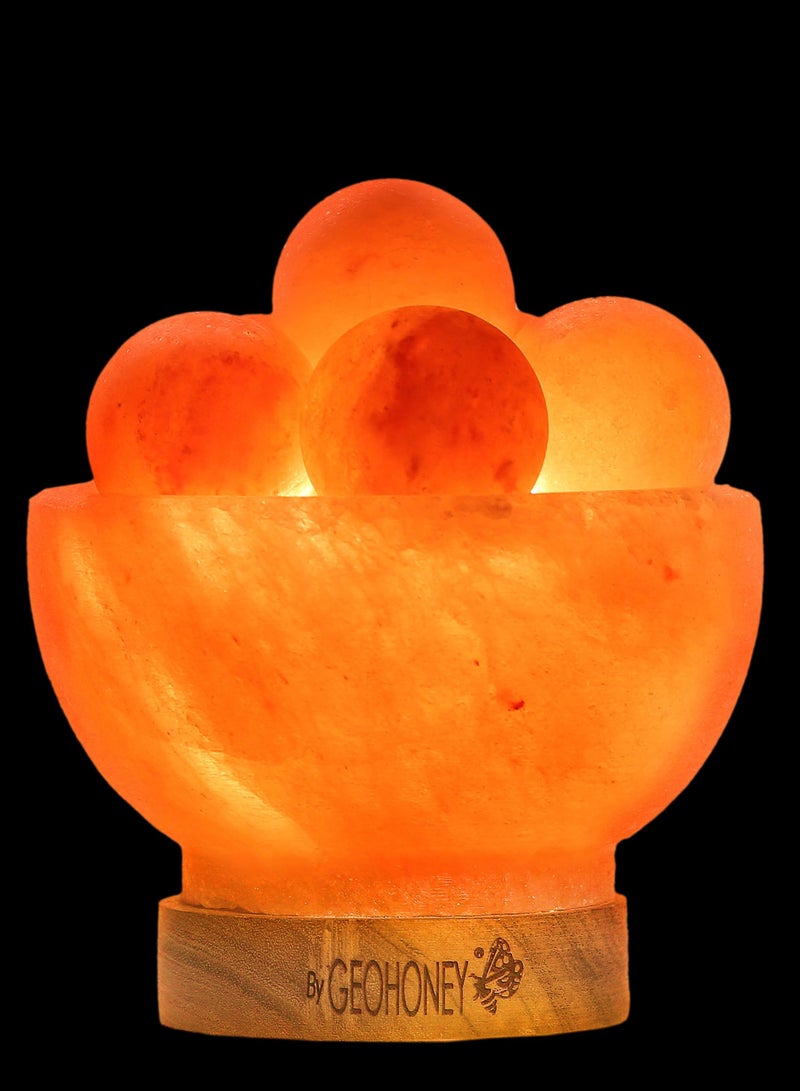 Geohoney - Himalayan Salt Fire Bowl Lamp with Crystal Balls - Image 4