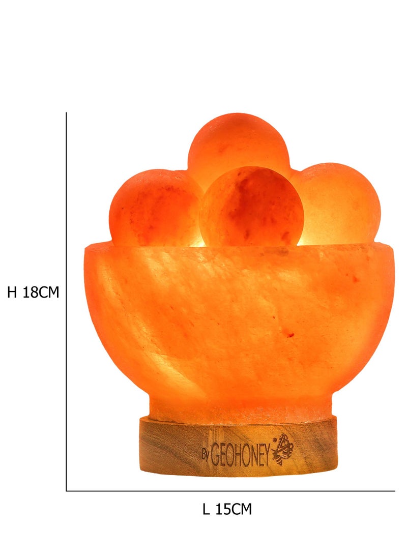 Geohoney - Himalayan Salt Fire Bowl Lamp with Crystal Balls - Image 3