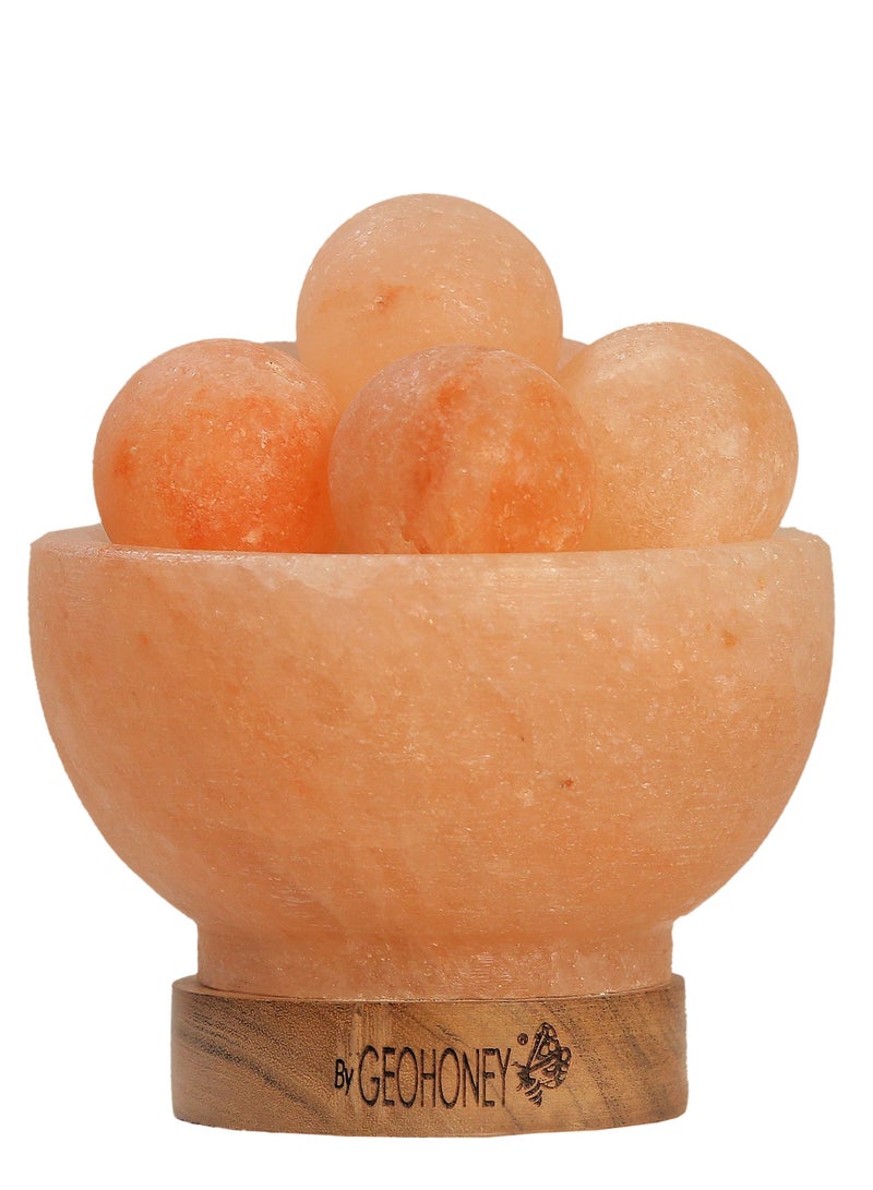 Geohoney - Himalayan Salt Fire Bowl Lamp with Crystal Balls - Image 2