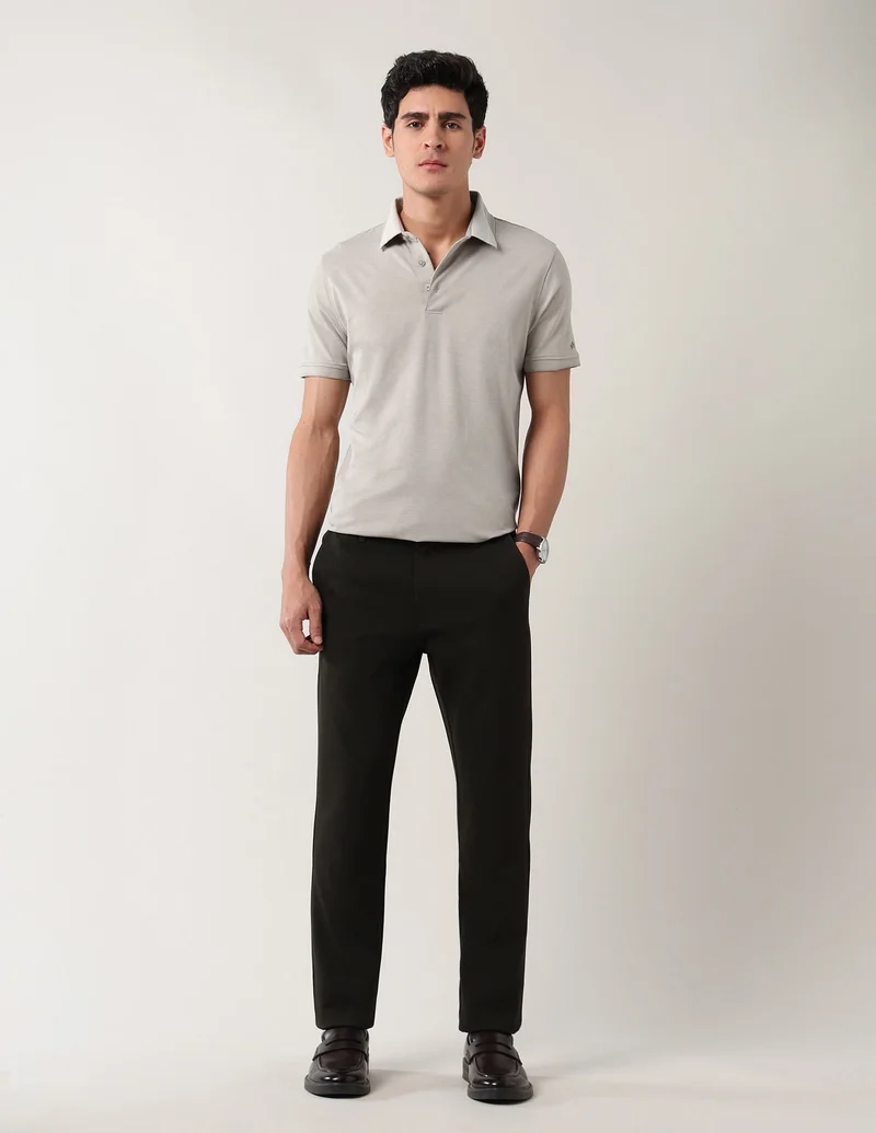 Arrow Beige Solid Pure Cotton Polo Shirt for Men | Best Price UAE