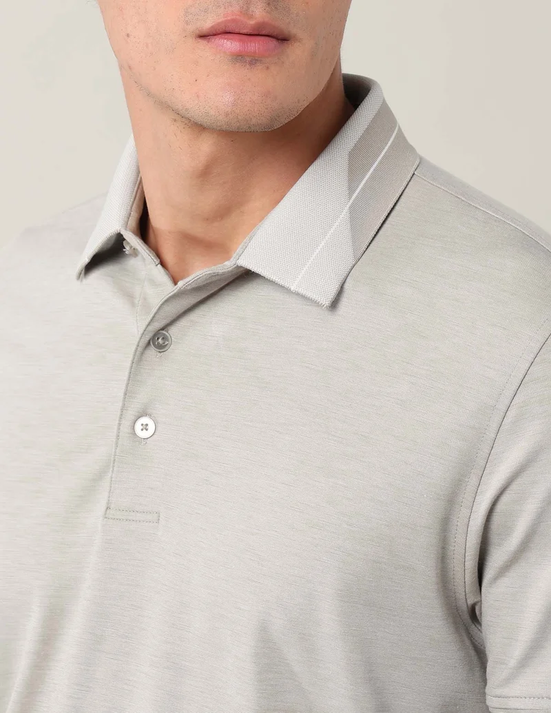 Arrow Beige Solid Pure Cotton Polo Shirt for Men | Best Price UAE