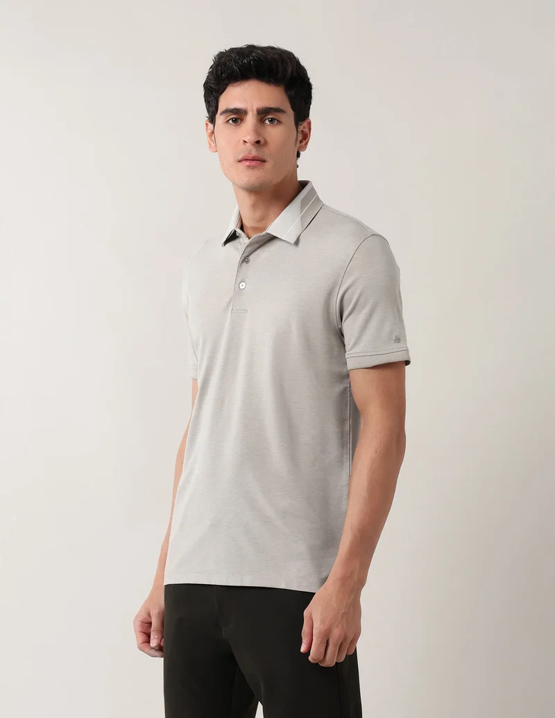 Arrow Beige Solid Pure Cotton Polo Shirt for Men | Best Price UAE