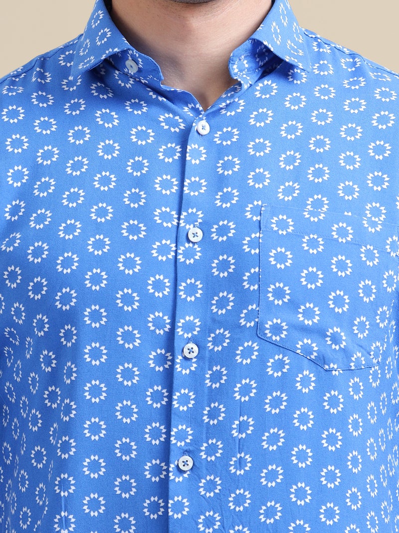 AMSWAN-MENS-RAYON-SHIRT-WITH-BLUE-BLOCK-PRINT - Image 3