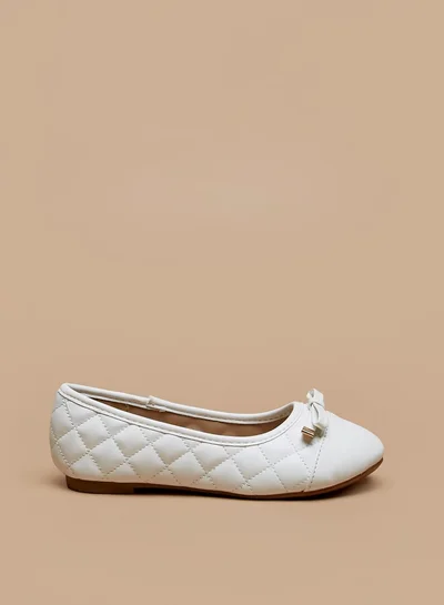 فلورا بيلا من شو إكسبرس Girls Slip-On Textured Ballerina Shoes with Bow Accent