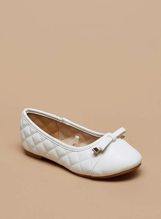 فلورا بيلا من شو إكسبرس Girls Slip-On Textured Ballerina Shoes with Bow Accent