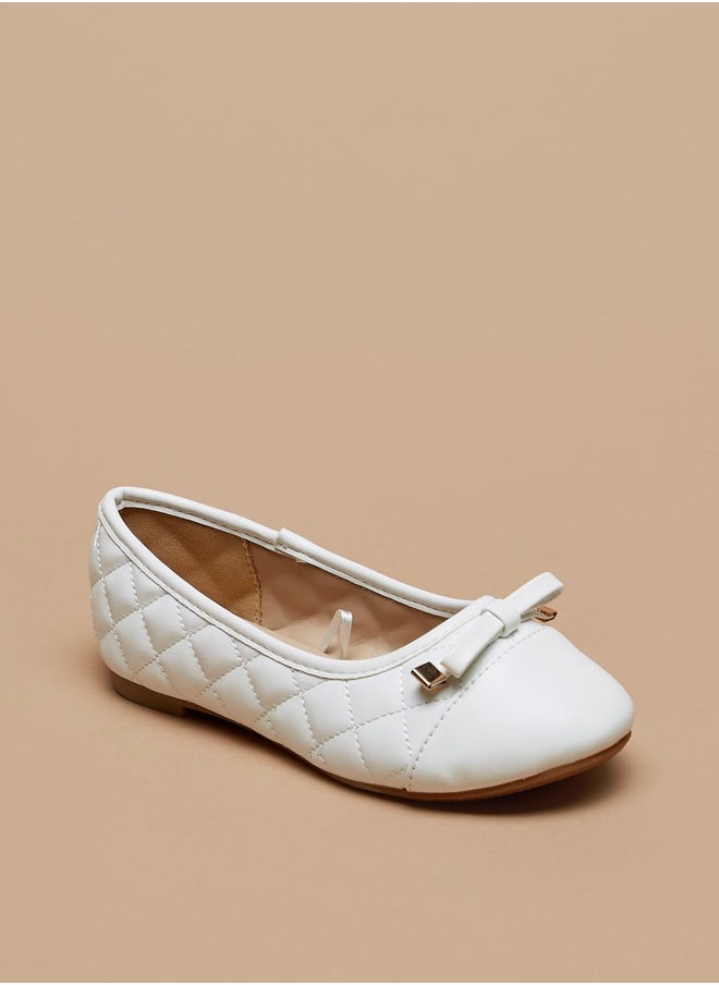 Flora Bella By Shoexpress - Girls Slip-On Textured Ballerina Shoes with Bow Accent - Image 1