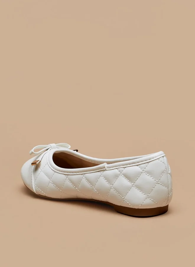 فلورا بيلا من شو إكسبرس Girls Slip-On Textured Ballerina Shoes with Bow Accent