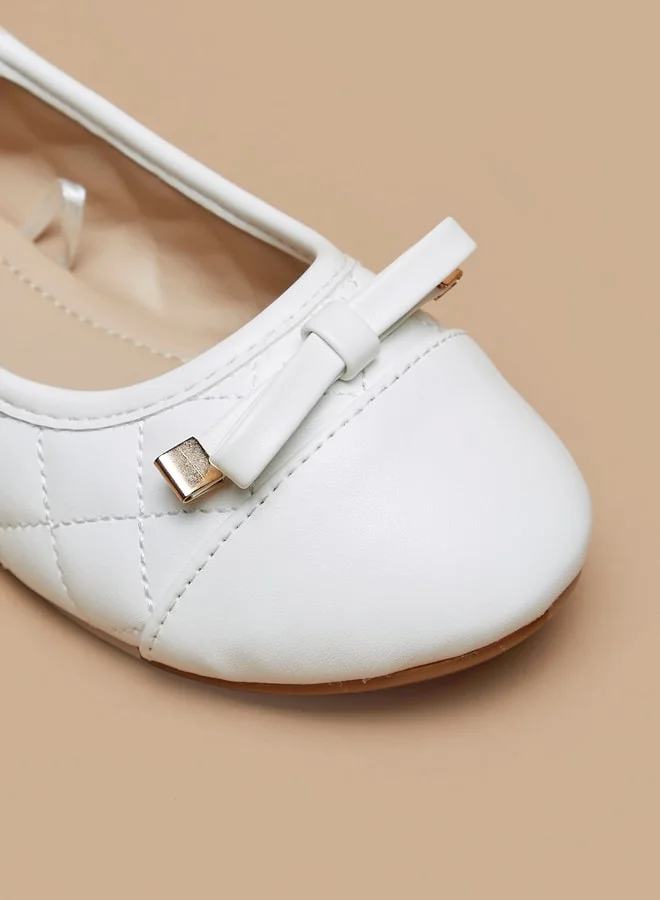 فلورا بيلا من شو إكسبرس Girls Slip-On Textured Ballerina Shoes with Bow Accent