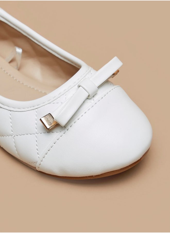 Flora Bella By Shoexpress - Girls Slip-On Textured Ballerina Shoes with Bow Accent - Image 1