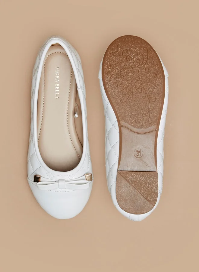 فلورا بيلا من شو إكسبرس Girls Slip-On Textured Ballerina Shoes with Bow Accent