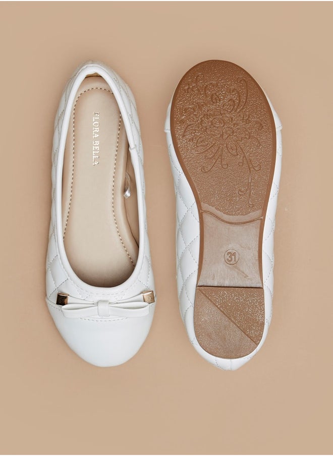 Flora Bella By Shoexpress - Girls Slip-On Textured Ballerina Shoes with Bow Accent - Image 1