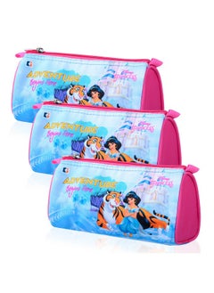 Kuber Industries Kuber Industries Pack of 3 Pencil Pouch | Multi-Purpose Travel Pouch | Kids Stationary Pencil Case | Pencil Utility School Pouches | Geometry Box | Disney Princess | Large | Pink & Blue  - Image 1