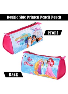 Kuber Industries Kuber Industries Pack of 3 Pencil Pouch | Multi-Purpose Travel Pouch | Kids Stationary Pencil Case | Pencil Utility School Pouches | Geometry Box | Disney Princess | Large | Pink & Blue  - Image 2