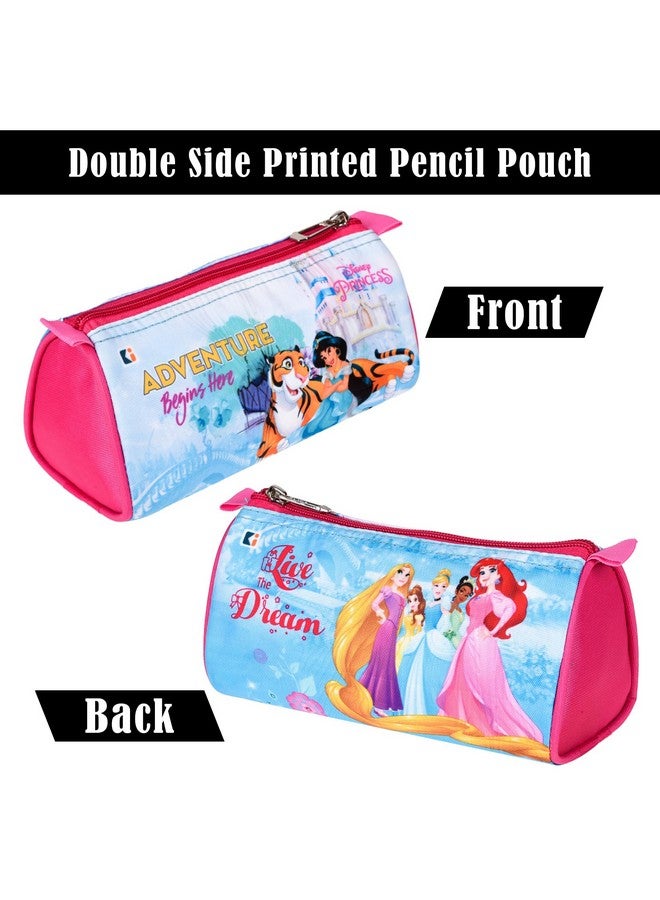 Kuber Industries Kuber Industries Pack of 3 Pencil Pouch | Multi-Purpose Travel Pouch | Kids Stationary Pencil Case | Pencil Utility School Pouches | Geometry Box | Disney Princess | Large | Pink & Blue  - Image 2