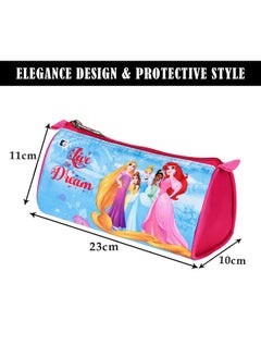 Kuber Industries Kuber Industries Pack of 3 Pencil Pouch | Multi-Purpose Travel Pouch | Kids Stationary Pencil Case | Pencil Utility School Pouches | Geometry Box | Disney Princess | Large | Pink & Blue  - Image 3