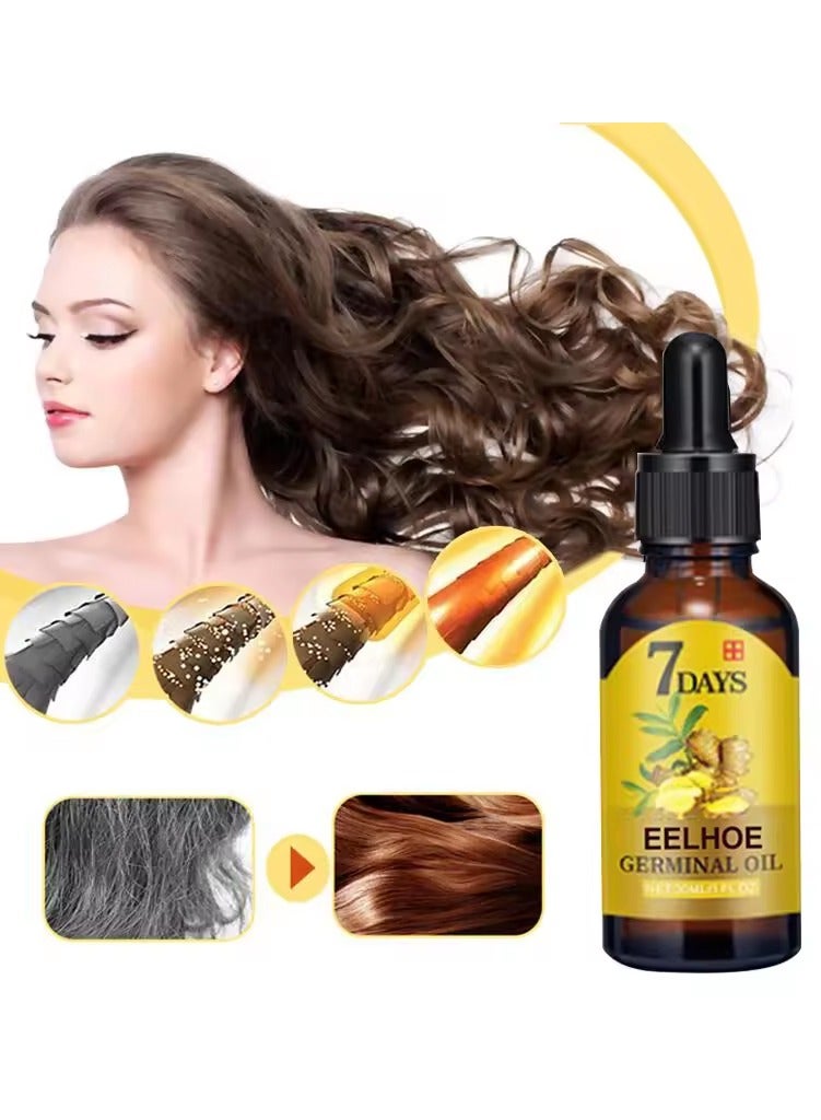 EELHOE زيت العناية بإصلاح نمو الشعر الطبيعي من إيلهو، زيت الزنجبيل المغذي والمرطب للعناية بالشعر - Image 4
