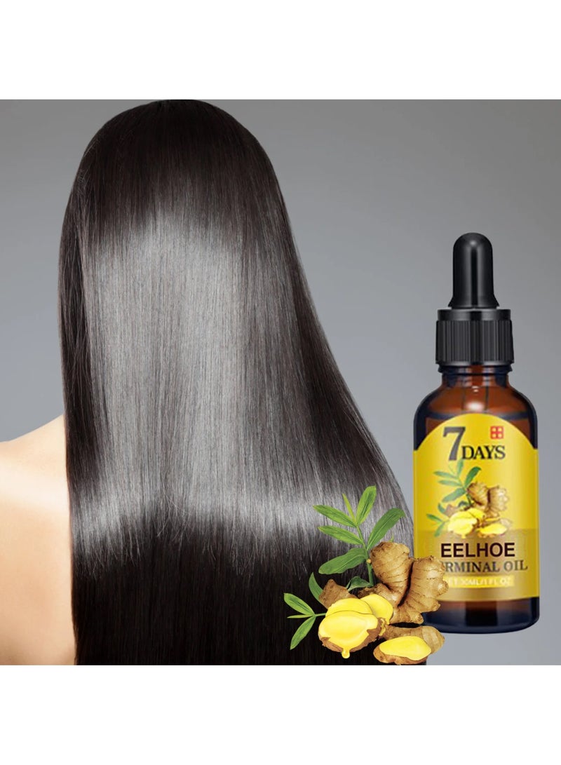 EELHOE زيت العناية بإصلاح نمو الشعر الطبيعي من إيلهو، زيت الزنجبيل المغذي والمرطب للعناية بالشعر - Image 3