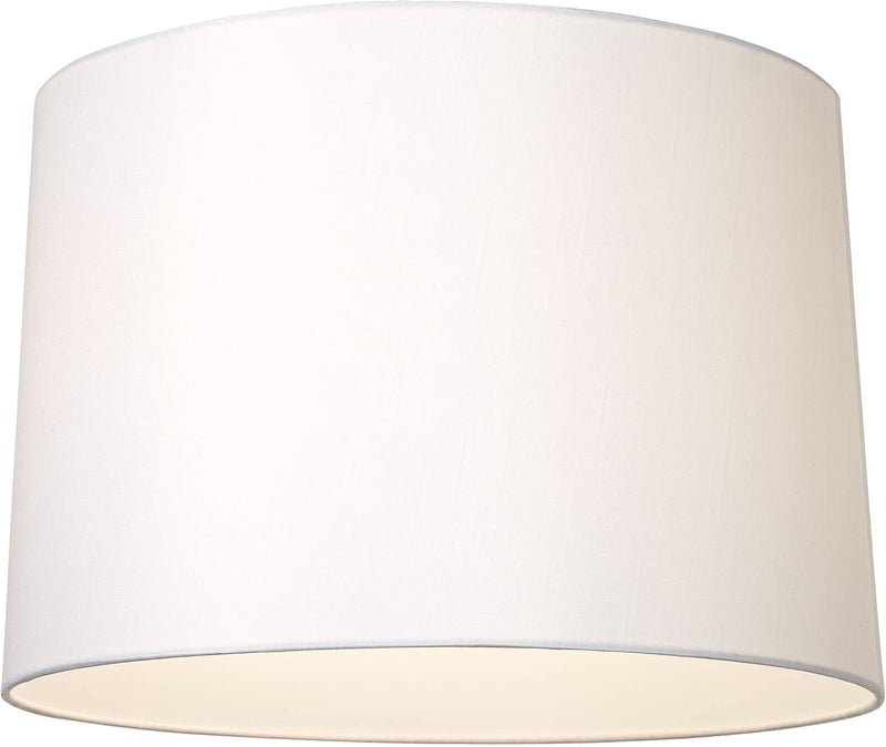 Springcrest White Fabric Large Hardback Lamp Shade 15" Top x 16" Bottom x 11" High (Spider) Replacement with Harp and Finial - - Image 3