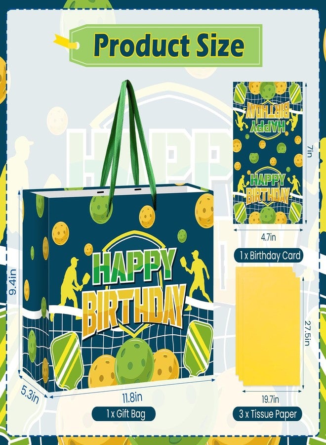 LUUFILx Pickleball Gift Bag Pickleball Birthday Goodie Bag with Greeting Card and Tissue Paper for Pickleball Party Favor Bags Wrapping Paper Bag for Pickleball Party Decorations (Blue) - Image 5