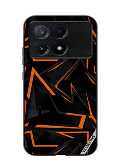 VR CREATIVE غطاء حماية لهاتف Xiaomi Poco X6 Pro بتصميم نمطي أسود وبرتقالي متعدد الألوان  - Image 1