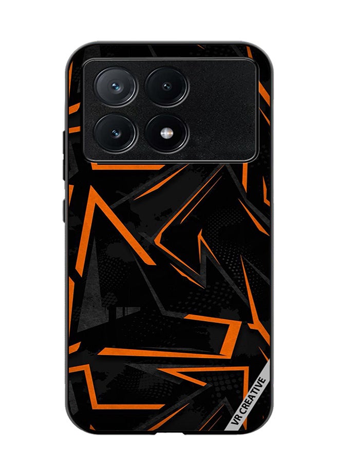VR CREATIVE غطاء حماية لهاتف Xiaomi Poco X6 Pro بتصميم نمطي أسود وبرتقالي متعدد الألوان - Image 1