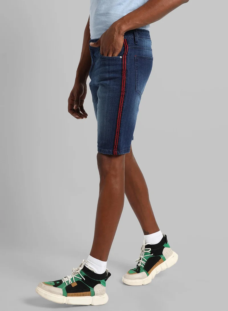 كامبوس سوترا Men's Side-Striped Medium-Wash Denim Shorts