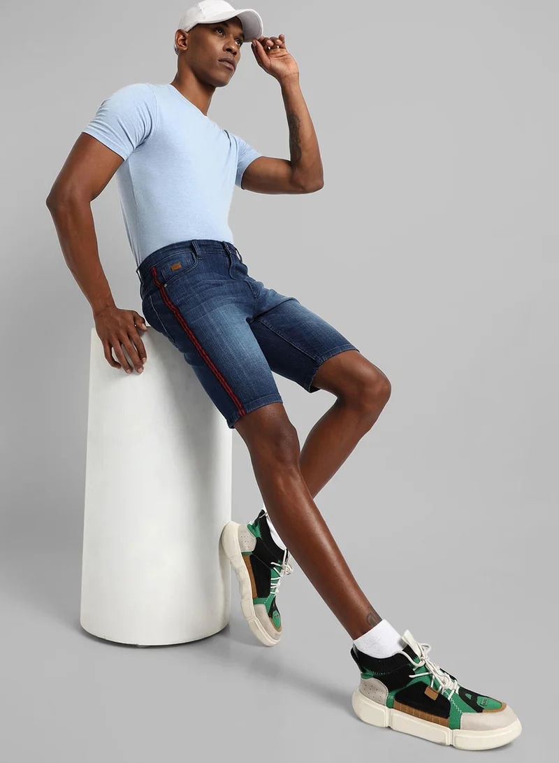 كامبوس سوترا Men's Side-Striped Medium-Wash Denim Shorts