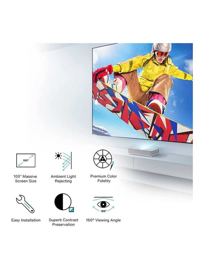 VAVA - ALR Projector Pro Screen 100 Inch 92% Ambient Light 4K UHD Resolution 160° Viewing Angle Home Cinema Movie Compatible With 4K/3D/HD Ultra Short Throw Laser Projector - Image 1