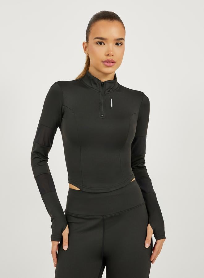 Styli Reflective Stripe Half Zip Up Top & Leggings Set  - Image 2