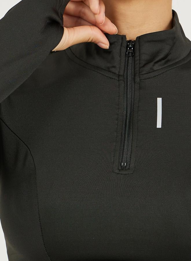 Styli Reflective Stripe Half Zip Up Top & Leggings Set  - Image 3
