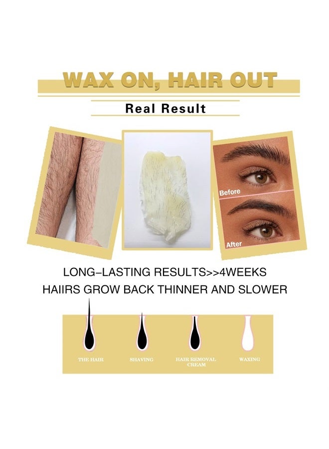 Auperwel Wax Beads for Hair Removal, 1.1LB Painless Salon Hard Wax Beans for Bikini, Eyebrow Facial, At Home Pearl Waxing Beads for Sensitive Skin with 20 Spatulas for Women Men(Honey) - Image 2