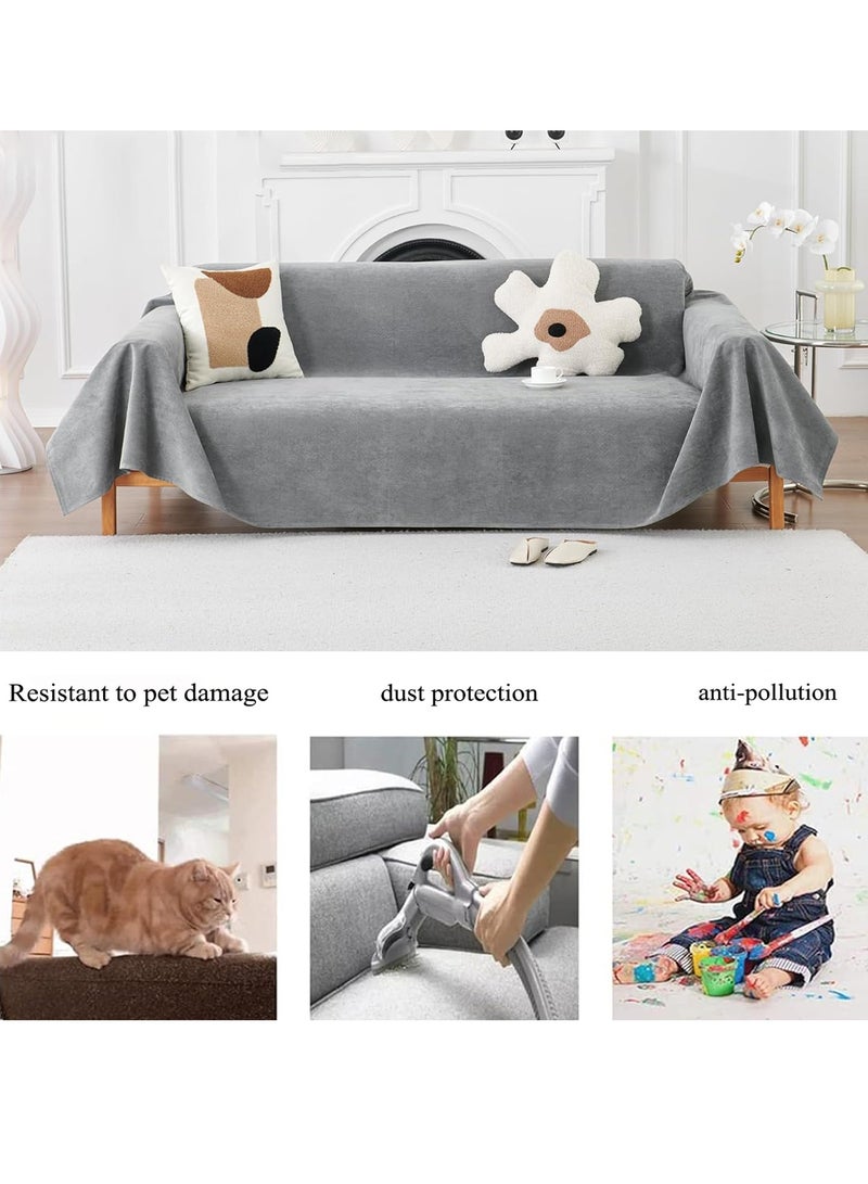 مارلا مول غطاء أريكة على الطراز البوهيمي، مناسب لغطاء الأريكة الزاوية (على شكل حرف L)، غطاء أريكة قابل للغسل، ناعم، مسامي، عالمي لجميع المواسم، مقاوم للماء، غطاء غبار مضاد للخدش. (رمادي، الطول: 300 × العرض: 180 سم) - Image 1