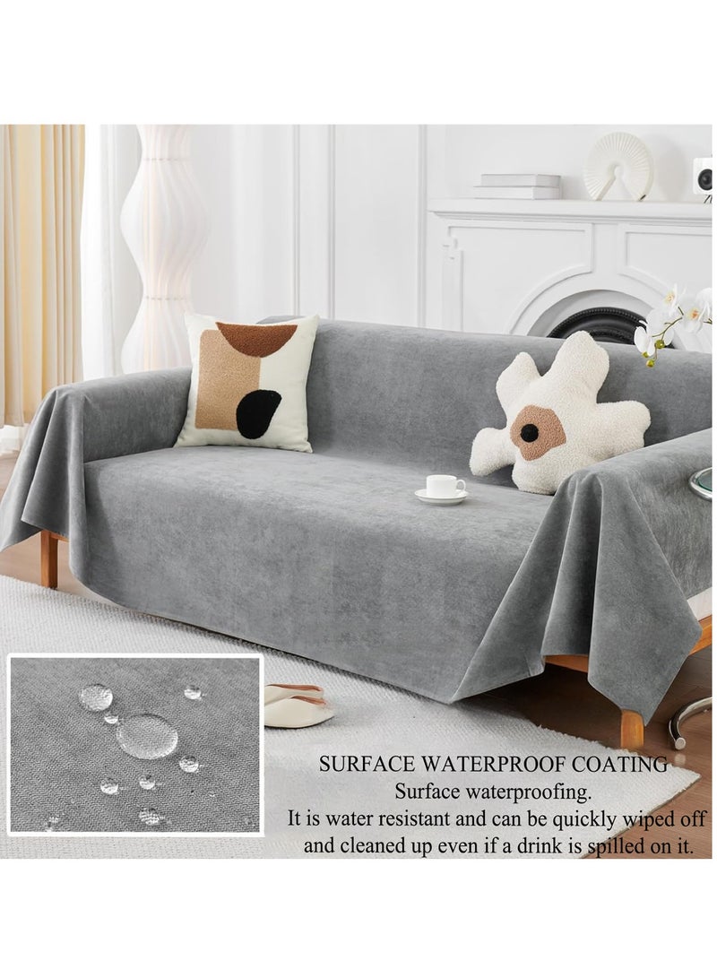 مارلا مول غطاء أريكة على الطراز البوهيمي، مناسب لغطاء الأريكة الزاوية (على شكل حرف L)، غطاء أريكة قابل للغسل، ناعم، مسامي، عالمي لجميع المواسم، مقاوم للماء، غطاء غبار مضاد للخدش. (رمادي، الطول: 300 × العرض: 180 سم) - Image 2