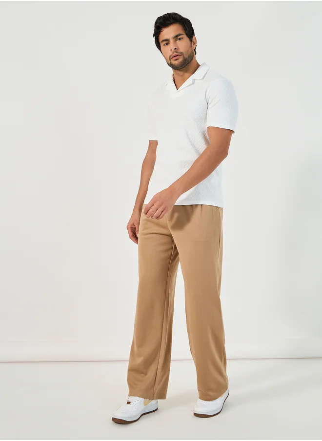 Styli Styli Premium Chevron Textured Knit Revere Collar Relaxed Polo