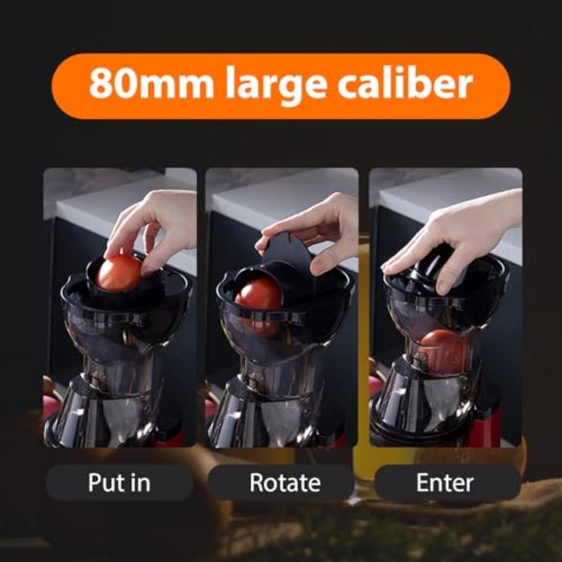 Cold Press Juicer, 1000W, 600ML Capacity Slow Masticating Juicer Machines with 80mm Feeding Chute Fit Whole FruitsandVegetables, Stainless Steel Slow Masticating Easy to Clean, High Juice Purity. - Image 3
