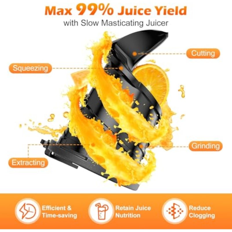 Cold Press Juicer, 1000W, 600ML Capacity Slow Masticating Juicer Machines with 80mm Feeding Chute Fit Whole FruitsandVegetables, Stainless Steel Slow Masticating Easy to Clean, High Juice Purity. - Image 5