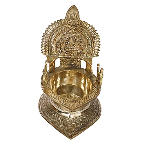 ARTVARKO™ Big Brass Gajlakshmi Gaj Lakshmi Oil Diya Laxmi Deepam for Home Decor Pooja Decorative Deepak Diwali Puja Wedding Gift Mandir Temple 7 Inch - Image 3