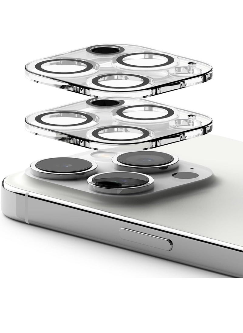 Raxoom Camera Protector Glass [2 Pack] Compatible with iPhone 15 Pro Transparent HD Clear Full Adhesive Hard Tempered Glass Camera Lens Protector - Image 1