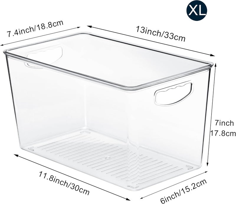 theaoo 8 Pack Clear Storage Bins with Lids Stackable,XLarge Plastic Storage Bins with Handle for Pantry Organization and Storage, Perfect Containers for Fridge Organizer, Freezer, Kitchen, Cabinets,Bathroom - Image 2
