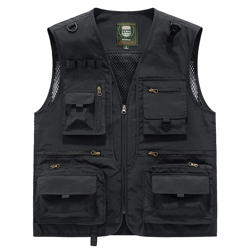 Mens Vest Spring and Autumn Outer Wear Vest Outdoor Sports Fishing Vest Waistcoat Multi-color Multi-pocket Multi-function Horse navy blue - Image 5