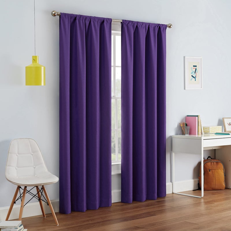 ECLIPSE Kendall Modern Blackout Thermal Rod Pocket Window Curtain for Bedroom or Living Room 1 Panel 42 x 95 Purple
