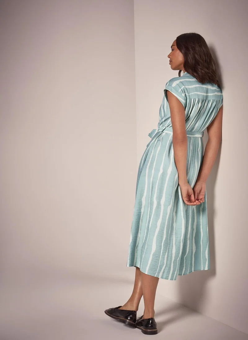 Matalan Et Vous Sage Stripe Midi Shirt Dress